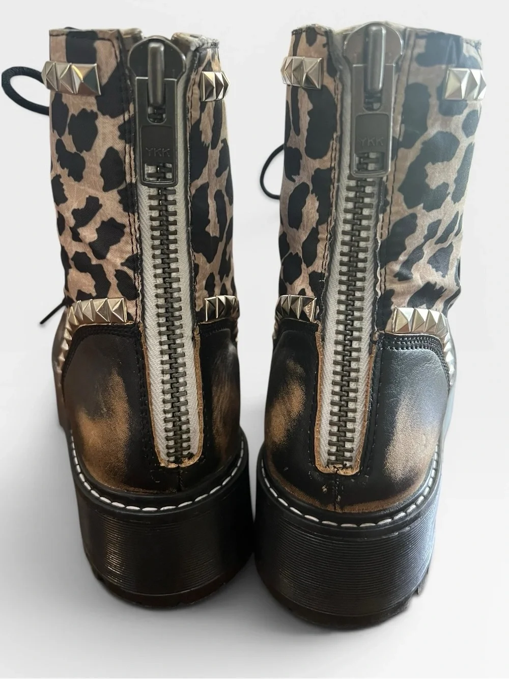 Steve Madden Avenger Leopard Studded Platform Combat Boots Y2K Grunge 10 - Picture 3 of 8